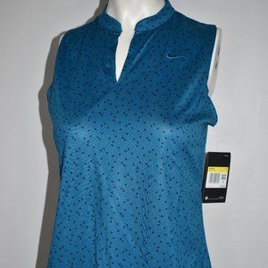 Nike Women’s New Small Dri-Fit Victory Printed Sleeveless Golf Shirt Blue/ black